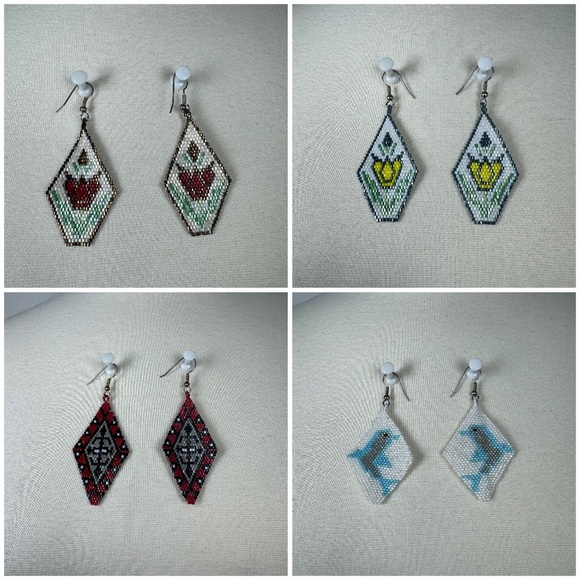 Jewelry - Geometric Beaded Earrings Set - Multicolor